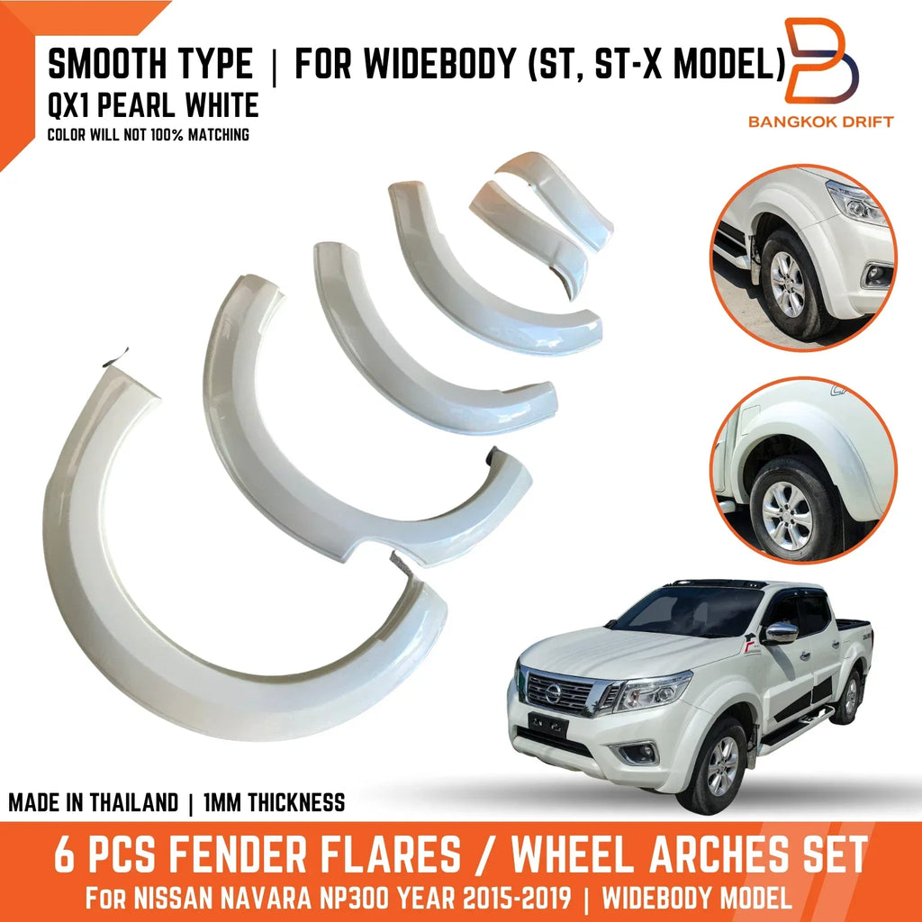 Wheel Arch Flares QX1 Pearl White for Nissan Navara D23 Ute ST ST-X (15-19)