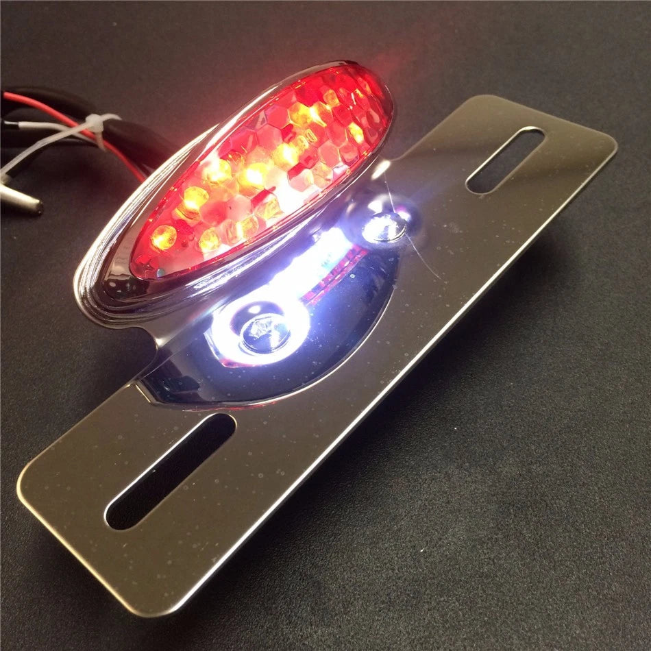 Smoke Brake Tail Light Turn Signal License Plate Holder for Cafe Racer (AT)