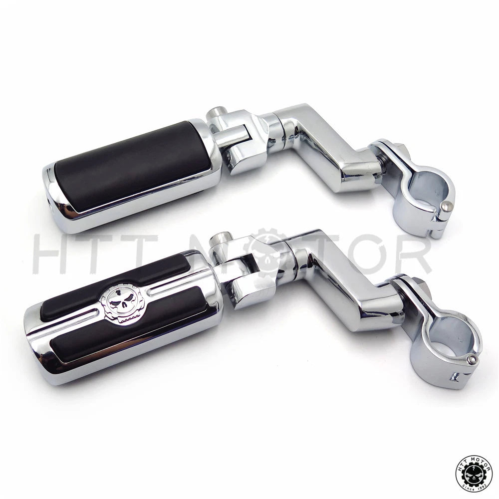 Chrome Skull Head Foot Peg Rests for Harley-Davidson 1" (25mm)