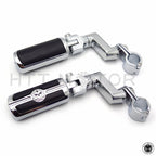 Chrome Skull Head Foot Peg Rests for Harley-Davidson 1" (25mm)