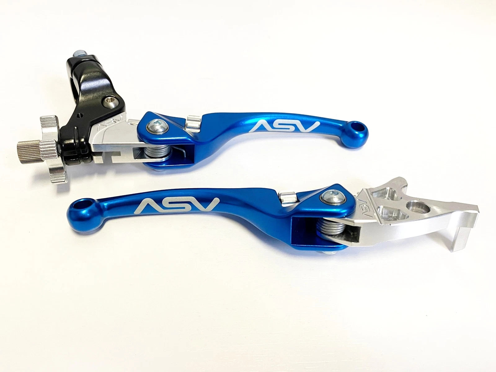2X Front Brake Clutch Perch Levers for Kawasaki KFX450R (2008–2015) - Blue