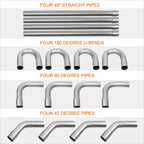 16 Pcs 3" OD Exhaust Piping Kit for Custom Applications (DIY)