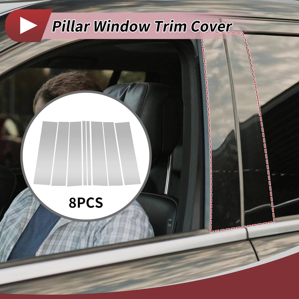 Set of 8 Door Pillar Window Trim for Ford Flex (2009–2015) Silver Tone