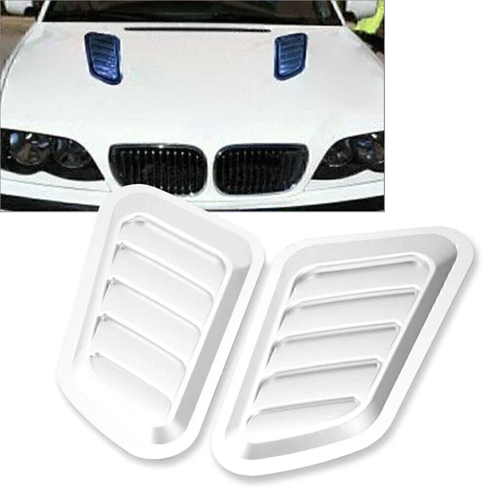 Car Decorative Air Flow Intake Hood Scoop Vent Bonnet Cover Universal Silver