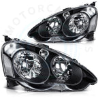 Set of 2 Black Housing Headlights Assembly for Acura RSX (2002–2004)