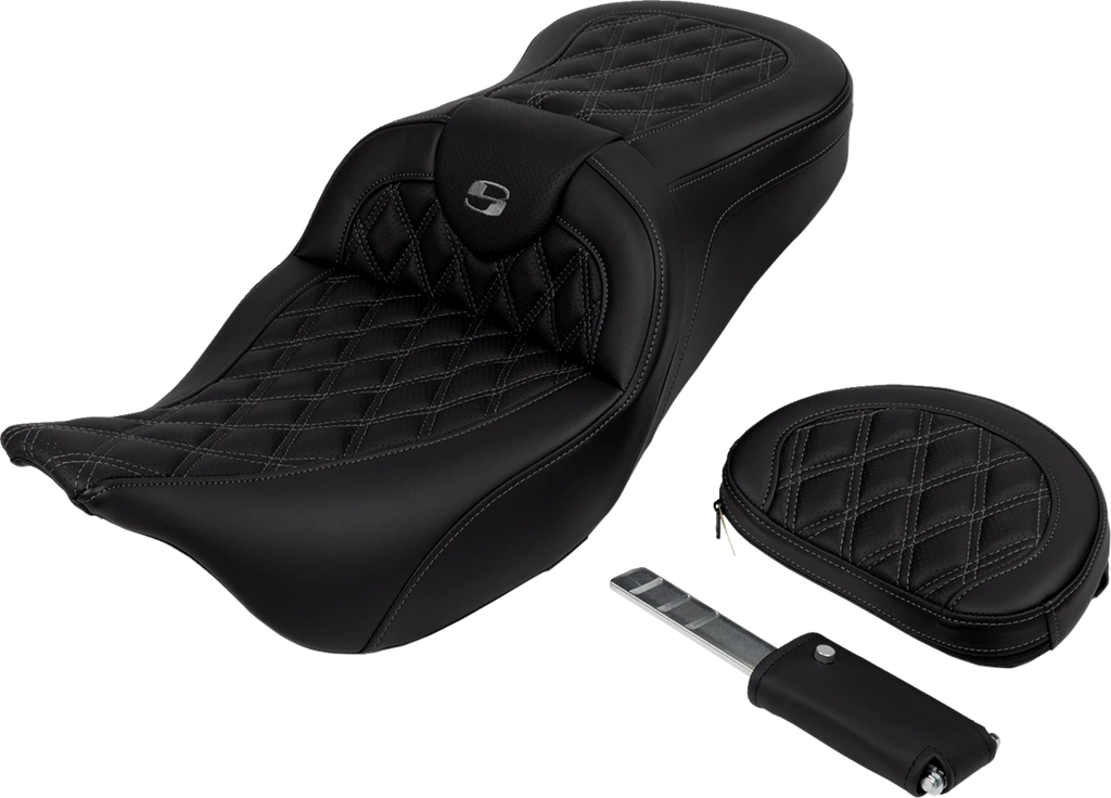 SADDLEMEN Roadsofa Seat with Backrest for FL (2008–2023) - Dark Gray Stitch