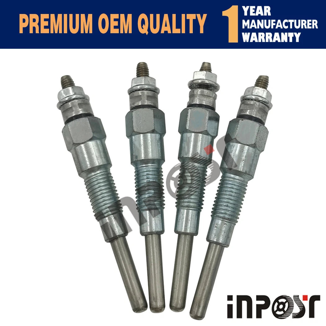 4X Glow Plug for Kubota V1505, V1305, V1205 (11V, 16851-65512, 8MM)