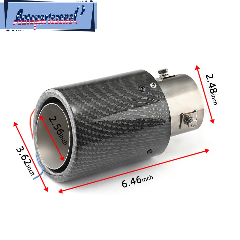 2PC Carbon Fiber Exhaust Muffler Tips for Universal Fit (63mm-92mm)