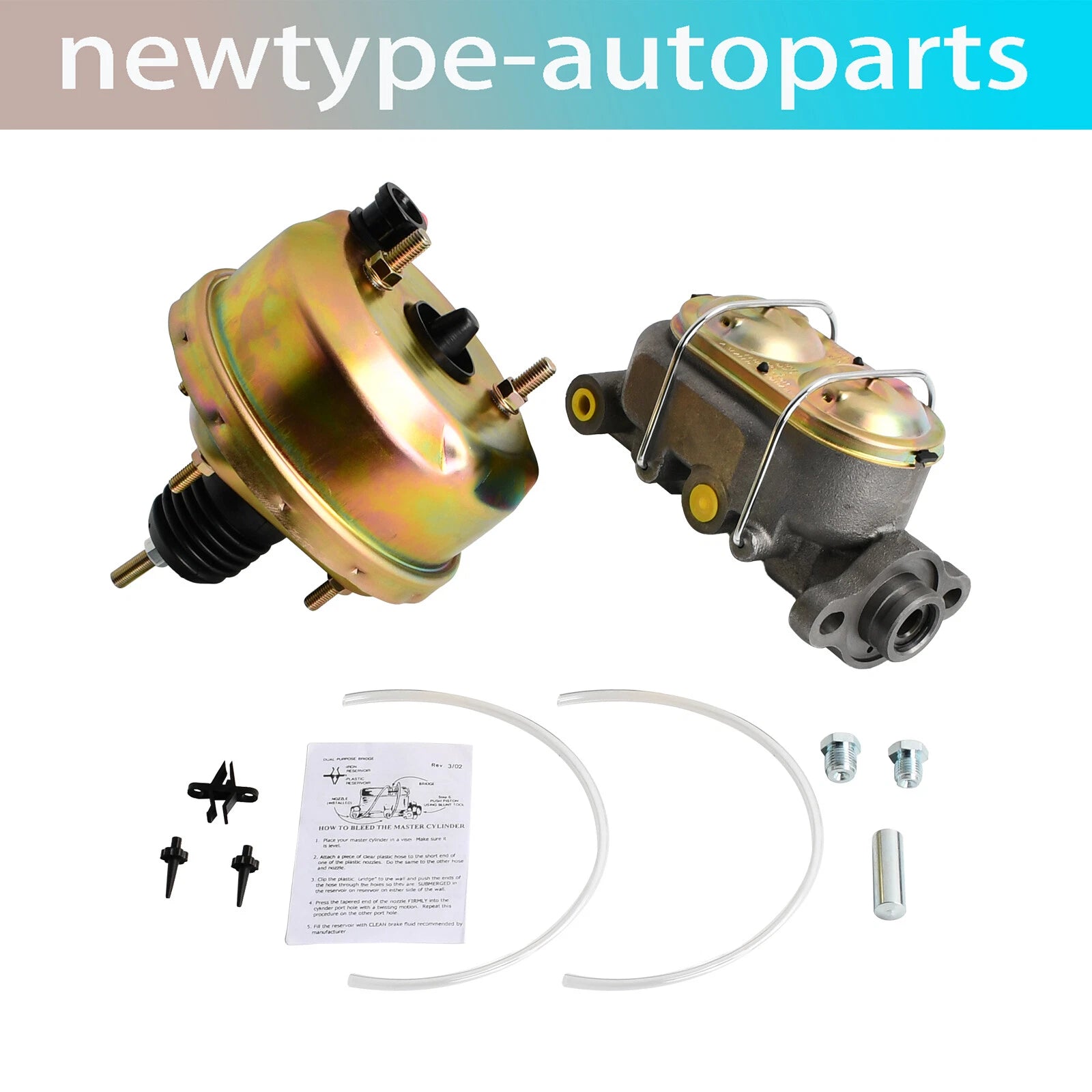 7" Zinc Power Brake Booster with Bail Top Master Cylinder for Street Rods