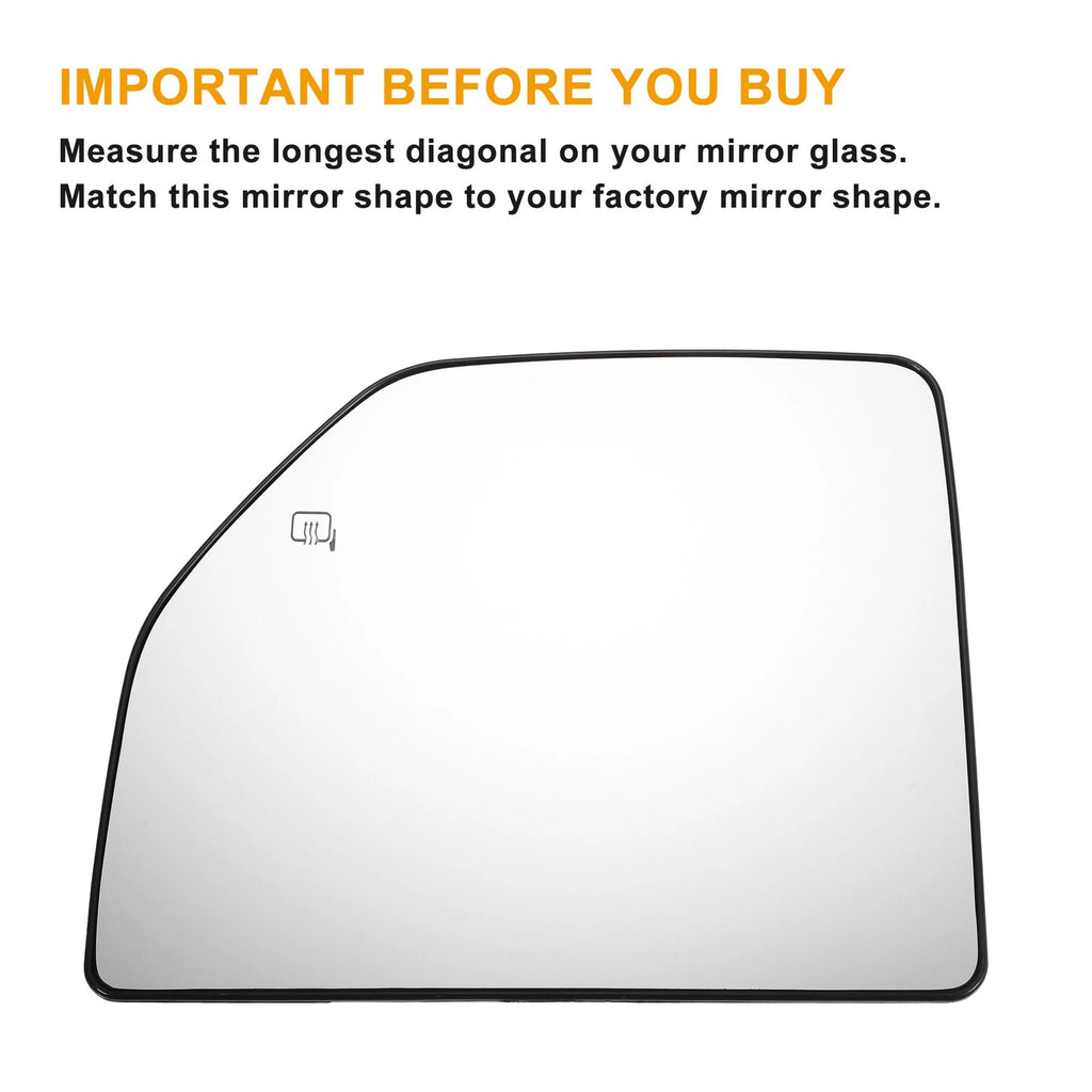 Left Side Heated White Mirror Glass for Ford F150 F250 F350 F450 (2015–2023)