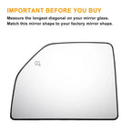 Left Side Heated White Mirror Glass for Ford F150 F250 F350 F450 (2015–2023)