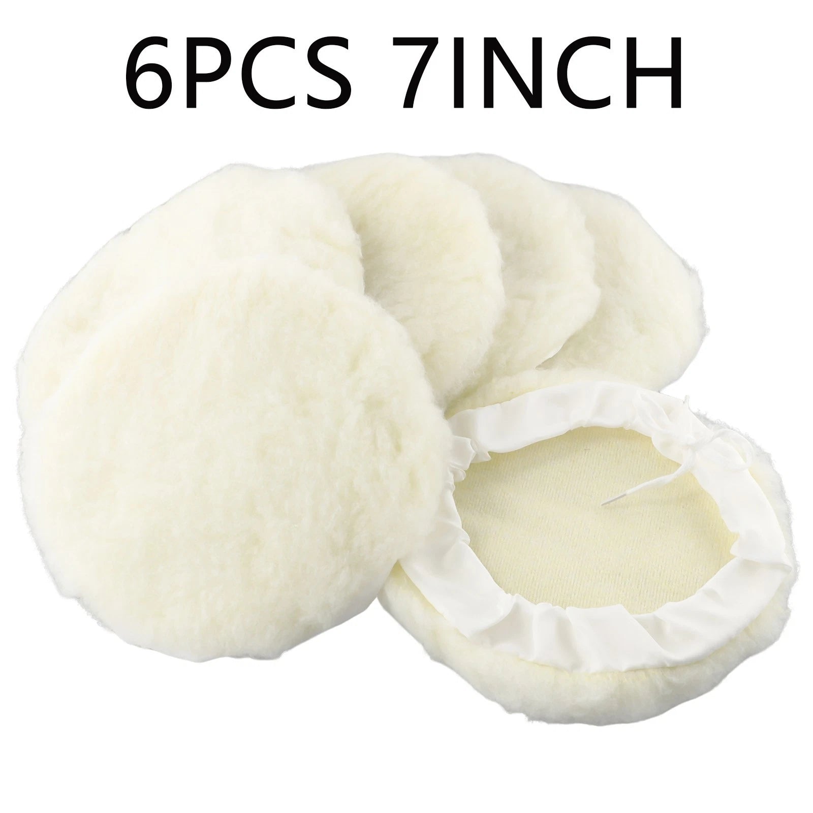 Set of 6 Lambs Wool Buffing Wheel Pads for Car Polisher (7 Inch)