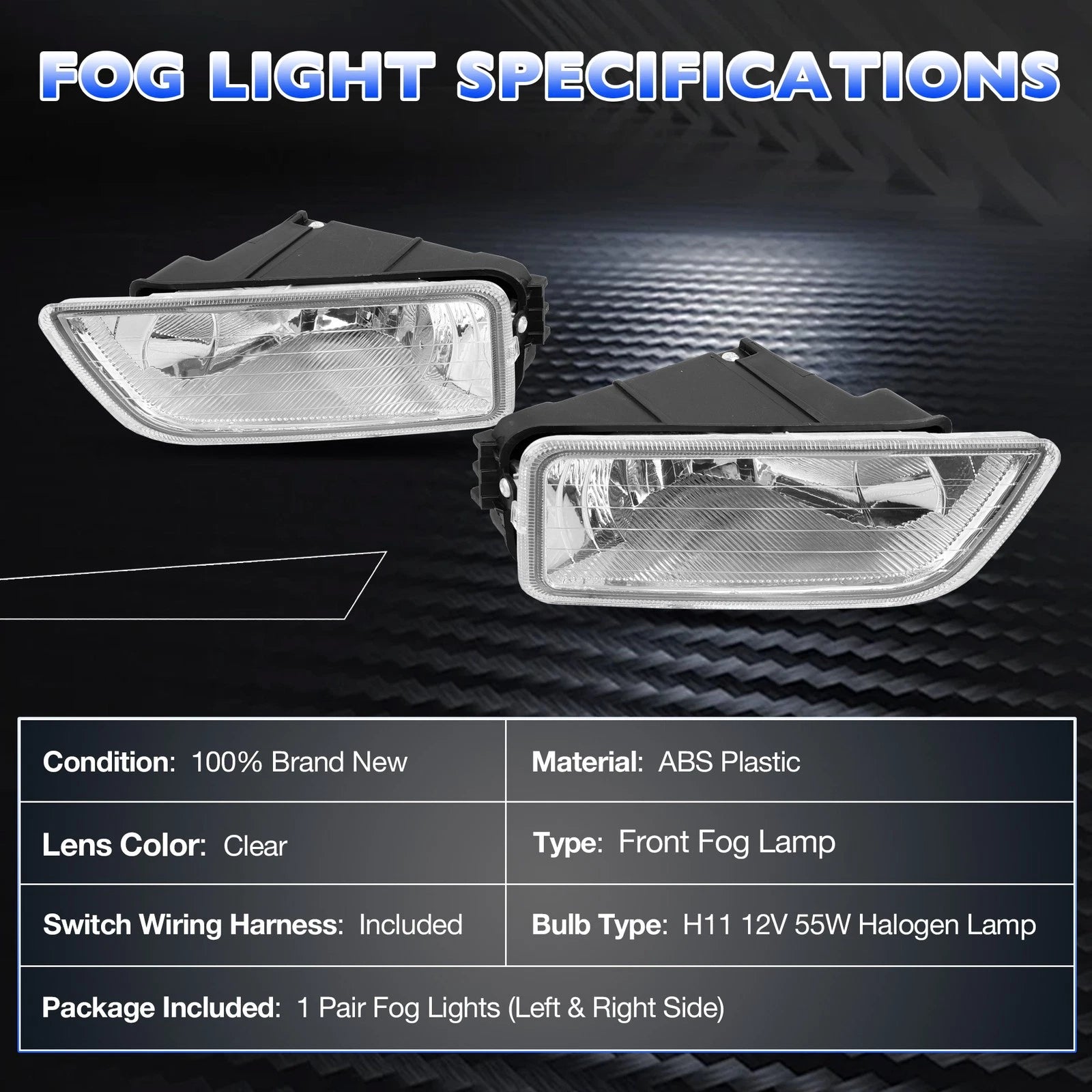 Fog Light Assembly for Honda Accord (2003-2007) with Bulbs & Harness Kit