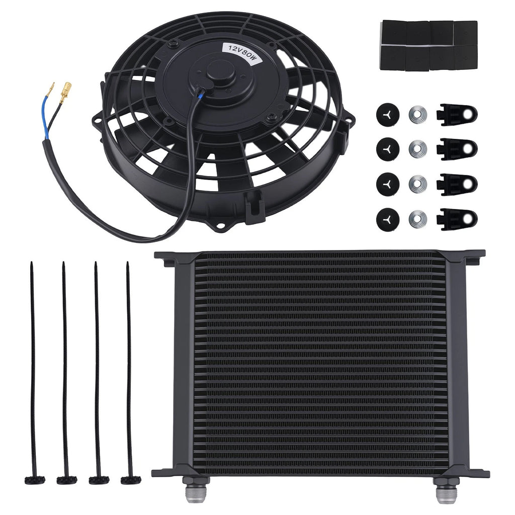 30 Row Engine Oil Cooler with 7" Fan for Universal Street Vehicles