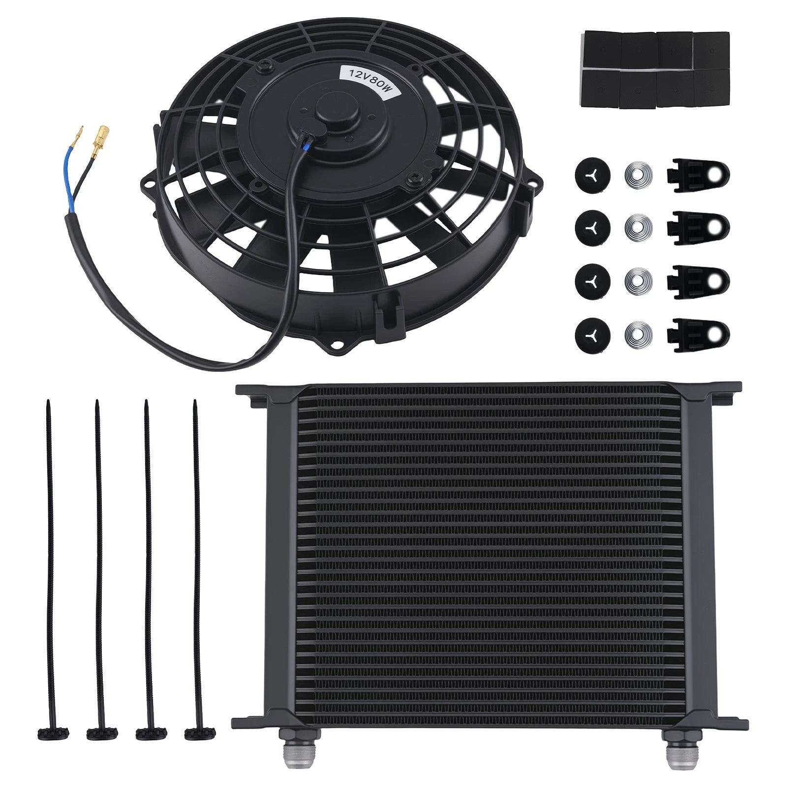30 Row Engine Oil Cooler with 7" Fan for Universal Street Vehicles