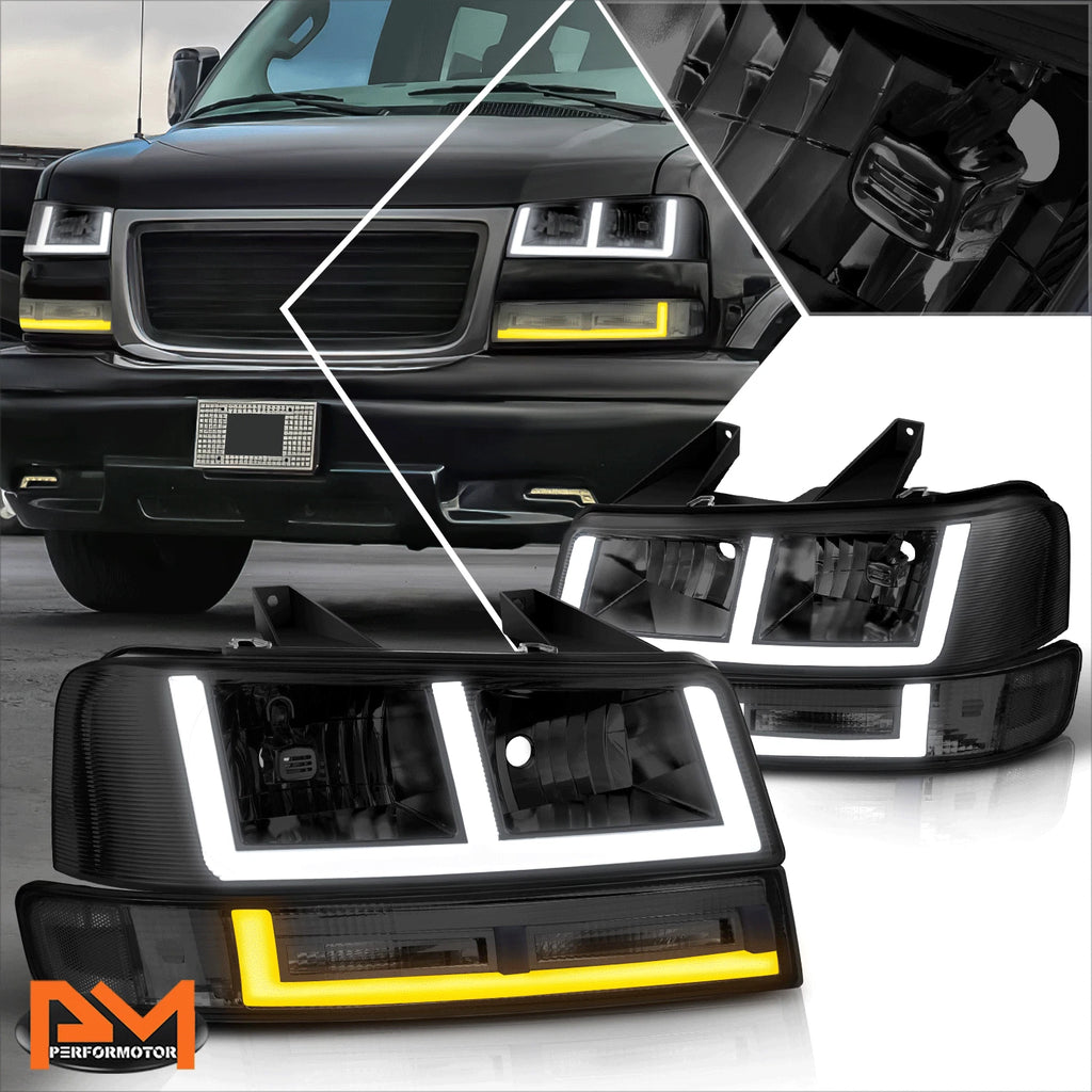 E-Shape Switchback LED DRL Headlights Smoked for Express/Savana 1500-3500 (2003–2024)
