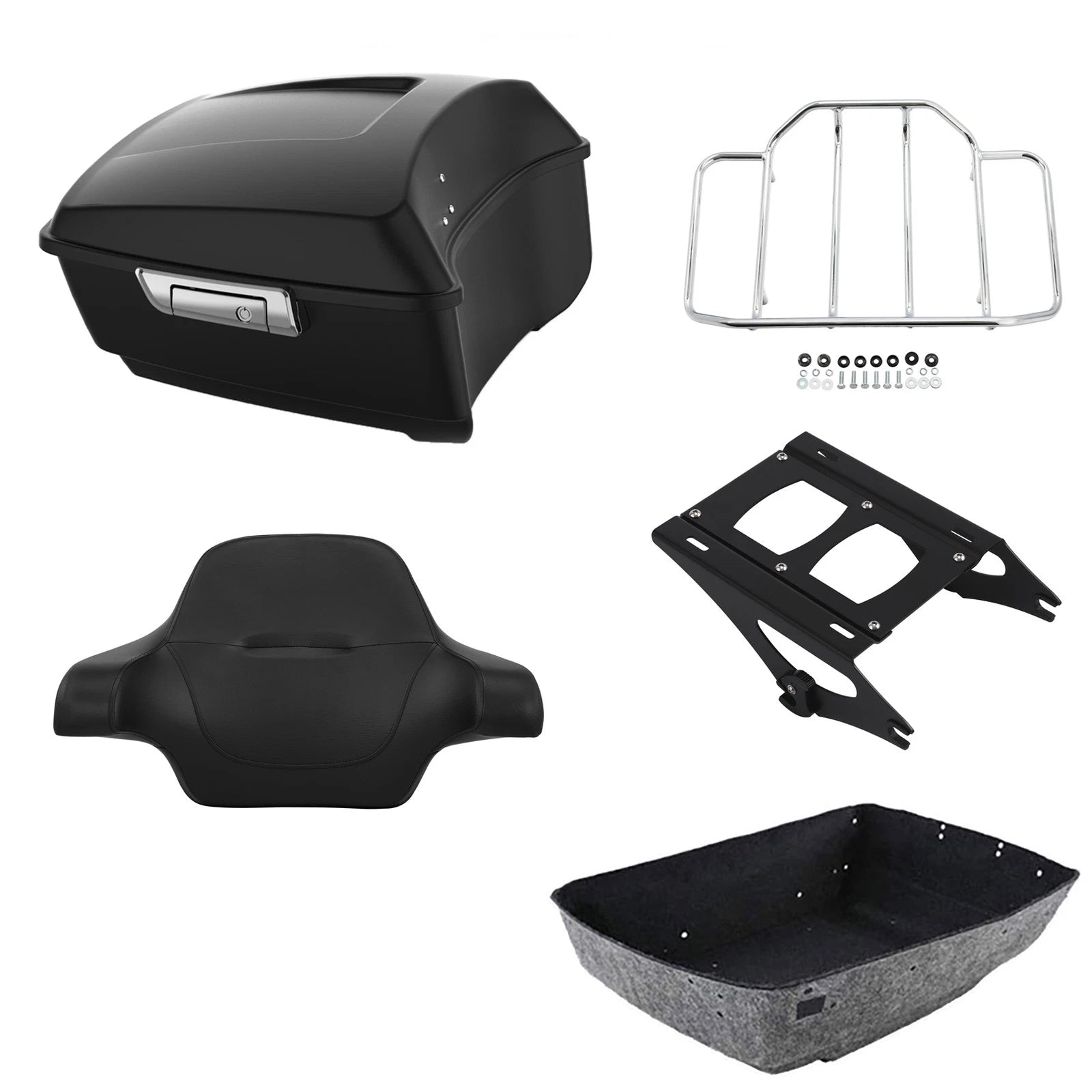 Matte Black Backrest Pad Rack for Harley Touring (2014–2026)