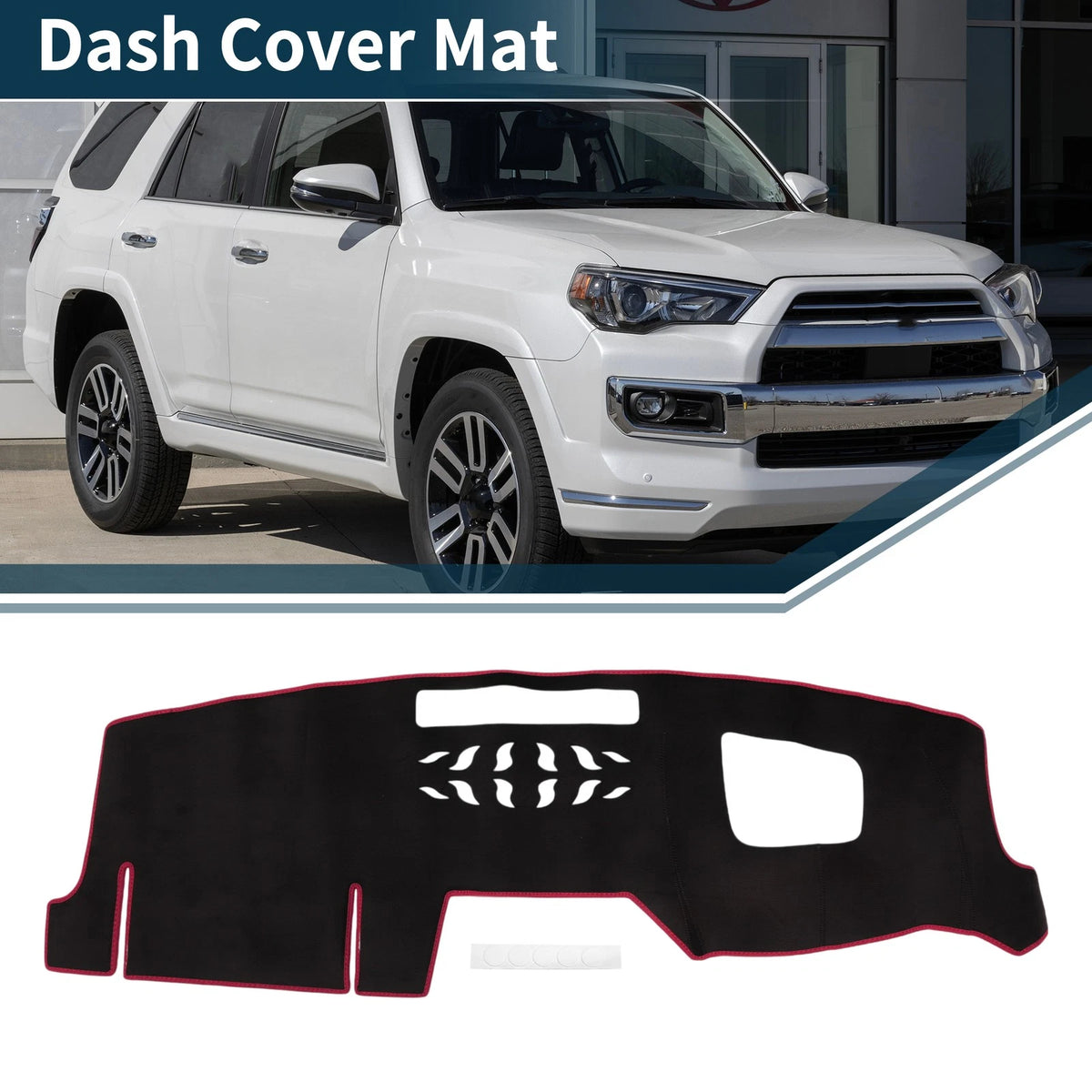 Set of 1 Dashboard Dash Cover Mat for Mazda CX-5 KF, CX-8 KG (2017–2023) Black Red