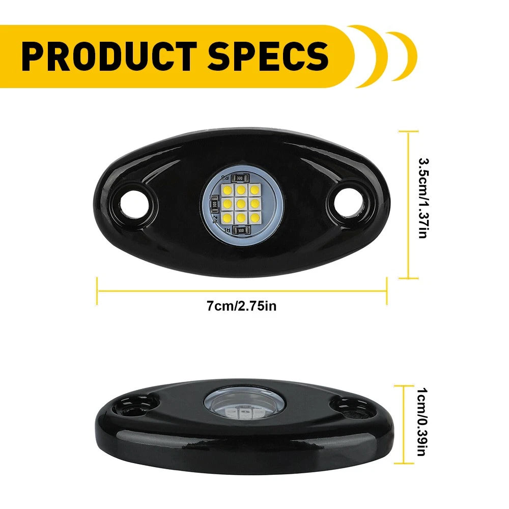 8X White LED Underbody Rock Lights for SUV Pickup Truck