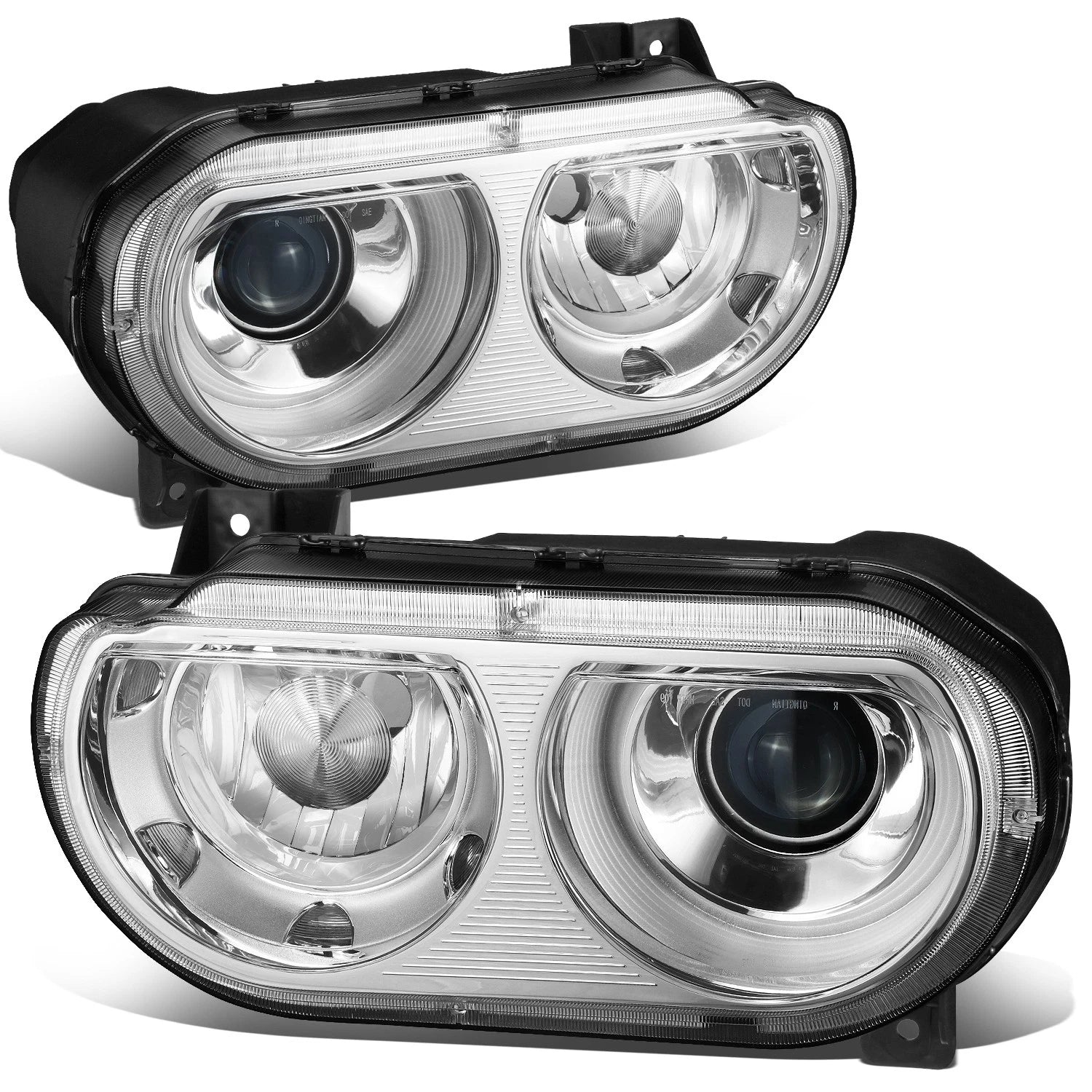 Chrome Housing Projector HID Headlight Lamps for Dodge Challenger (2008–2014)