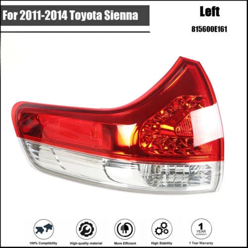 Outer Tail Light Brake Lamp for Toyota Sienna (2011–2014) Red Driver Side