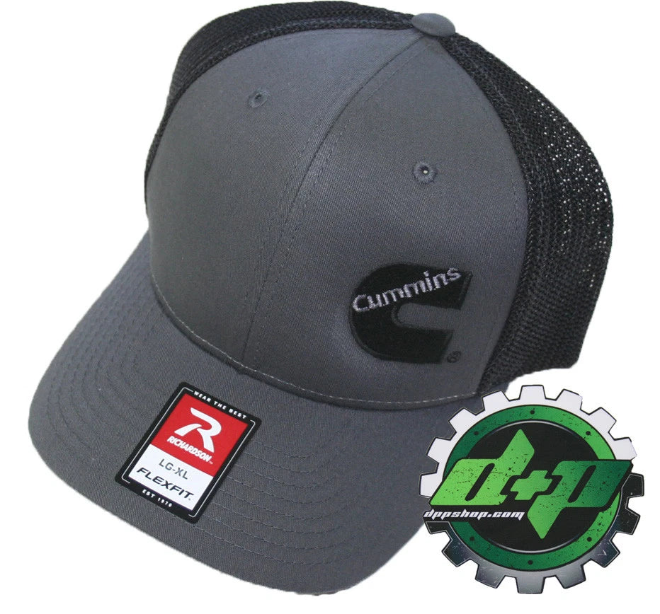 Cummins Trucker Hat for Richardson (Charcoal Gray Black Mesh, L/XL)
