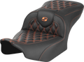 SADDLEMEN RoadSofa Seat for Motorcycle (without Backrest, Carbon Fiber, Orange Stitch)