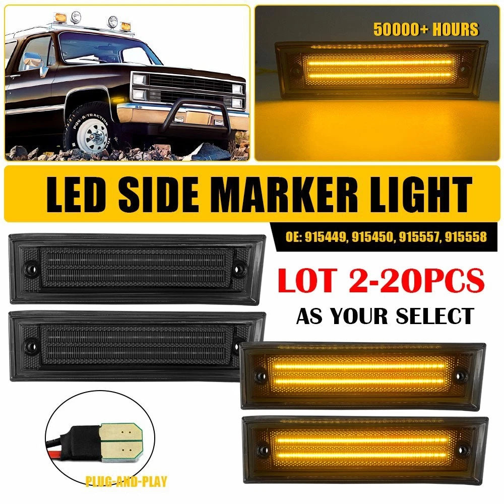 2X Front Signal Side Marker Lights Smoke for GMC Chevy Pickup Truck (1981–1991)