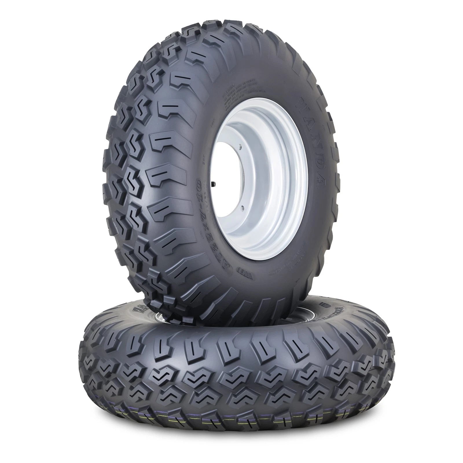 2 Wanda ATV Tires & Wheels 22X7-10 4x156mm PCD 2+3 Offset Silver Wheel