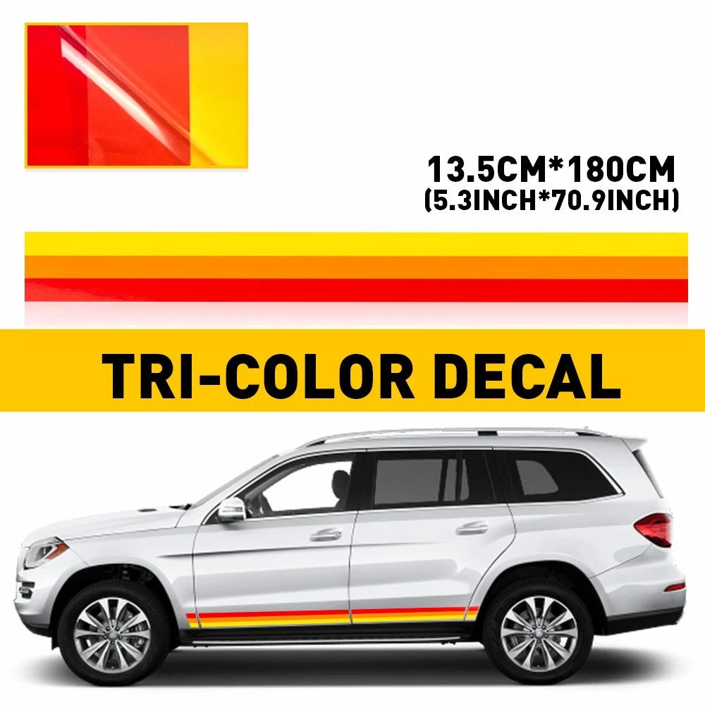 Set of 2 Tri-Color Side Rocker Stripes Decal Vinyl Sticker for Toyota Tacoma (All Years)