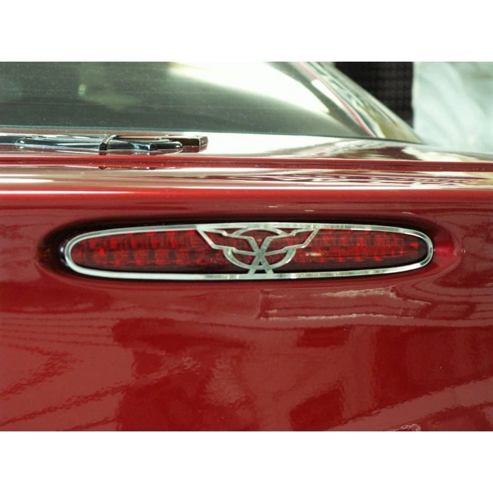 Polished Stainless Steel 5th Brake Light Trim w/Flags for 1997-04 Chevy Corvette
