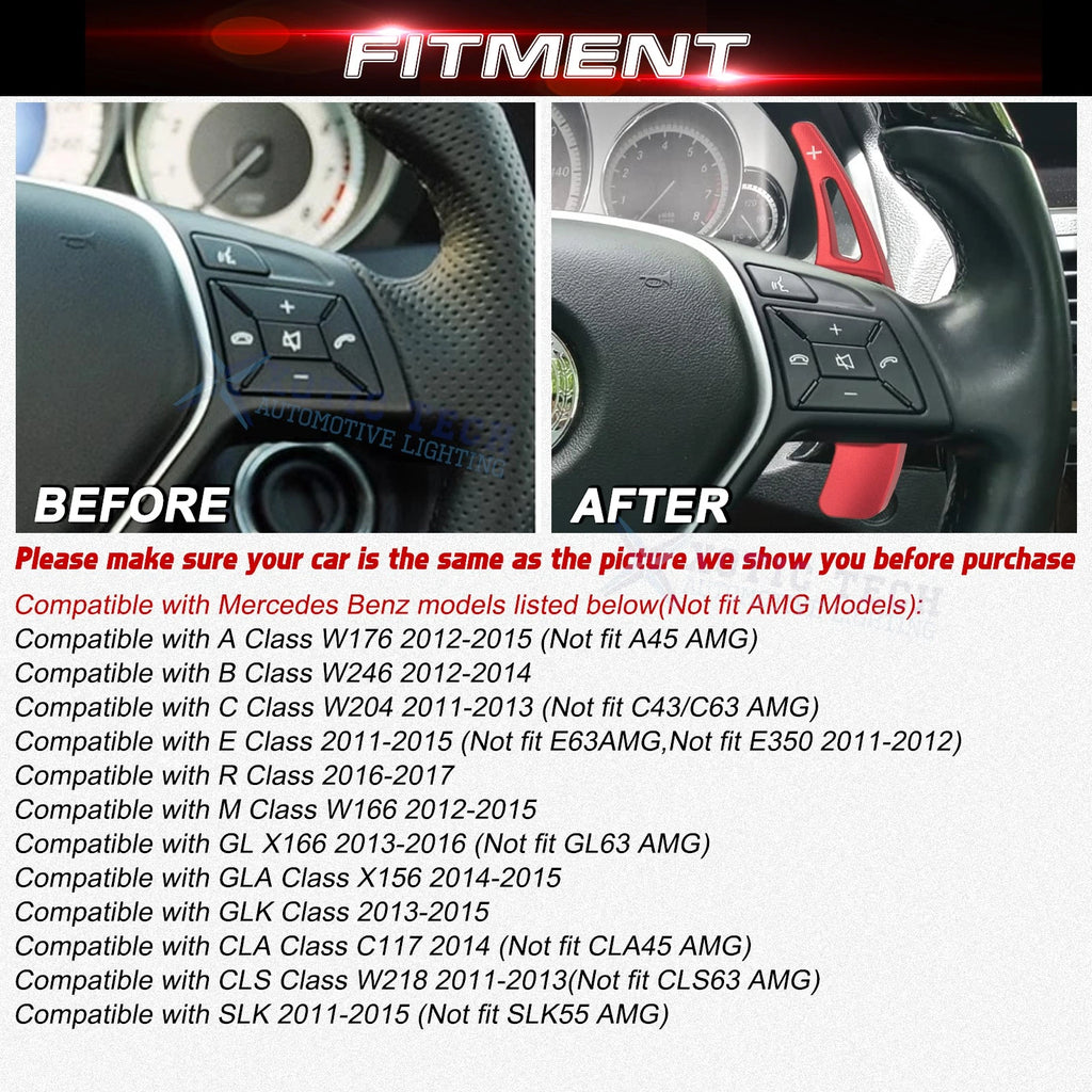 Red Aluminum Paddle Shifter Extension for Mercedes-Benz A-C (2012-2019)