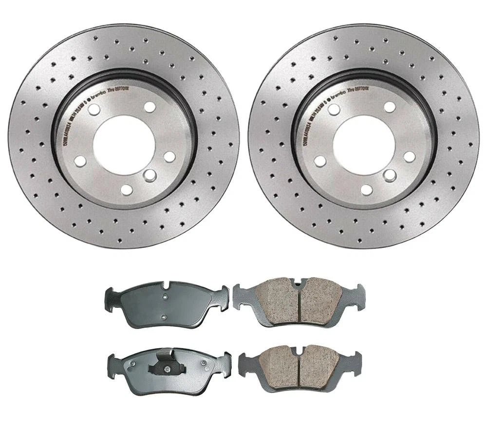 Set of 4 Akebono Front Brake Kit Euro Pads & Xtra Drilled Rotors for BMW E36 E46 E85 (1992–2006)