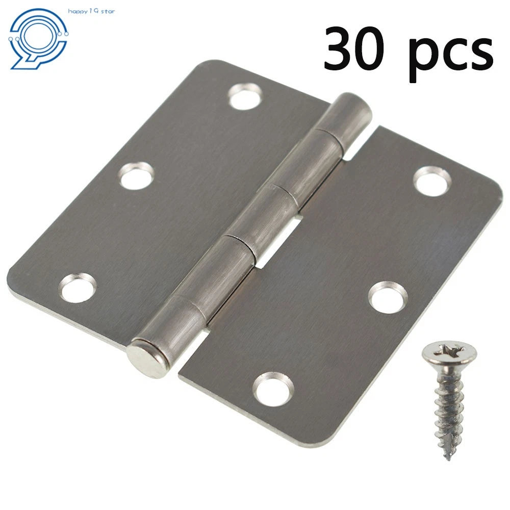 Set of 30 Satin Nickel Door Hinges 3.5" x 3.5" 2.2mm 1/4" Radius Corners