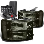 Pair of Smoked/Clear Signal Headlight Lamps for GMC Sierra 1500 (2007–2013)