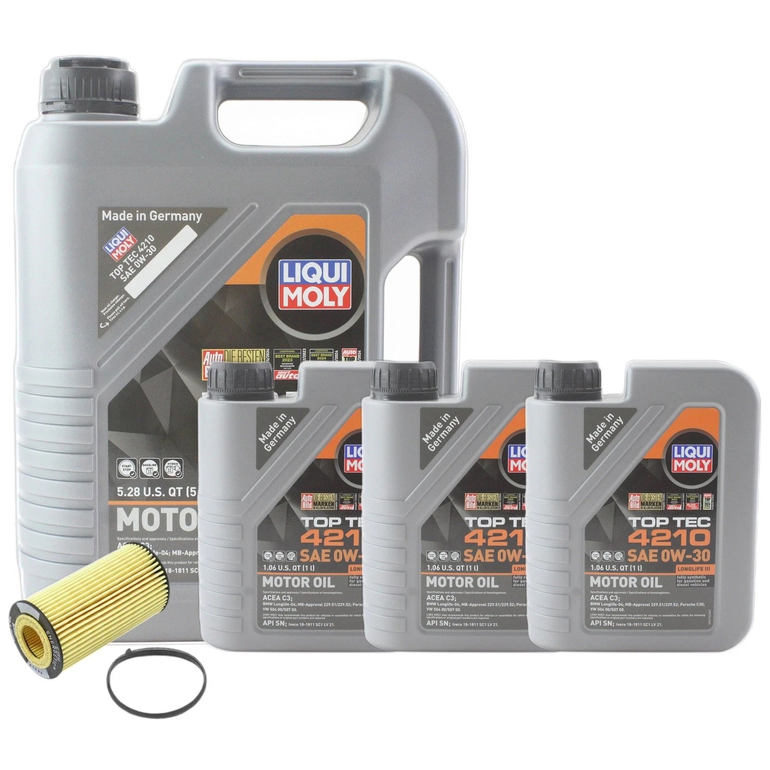 8L Engine Oil Change Kit for Audi RS3 2.5L Turbo (2017–2021) - Liqui Moly Top Tec 4210