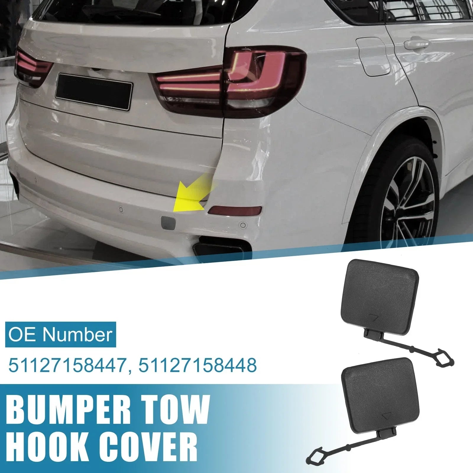 1 Pair Rear Bumper Tow Hook Cover for BMW X5 Black