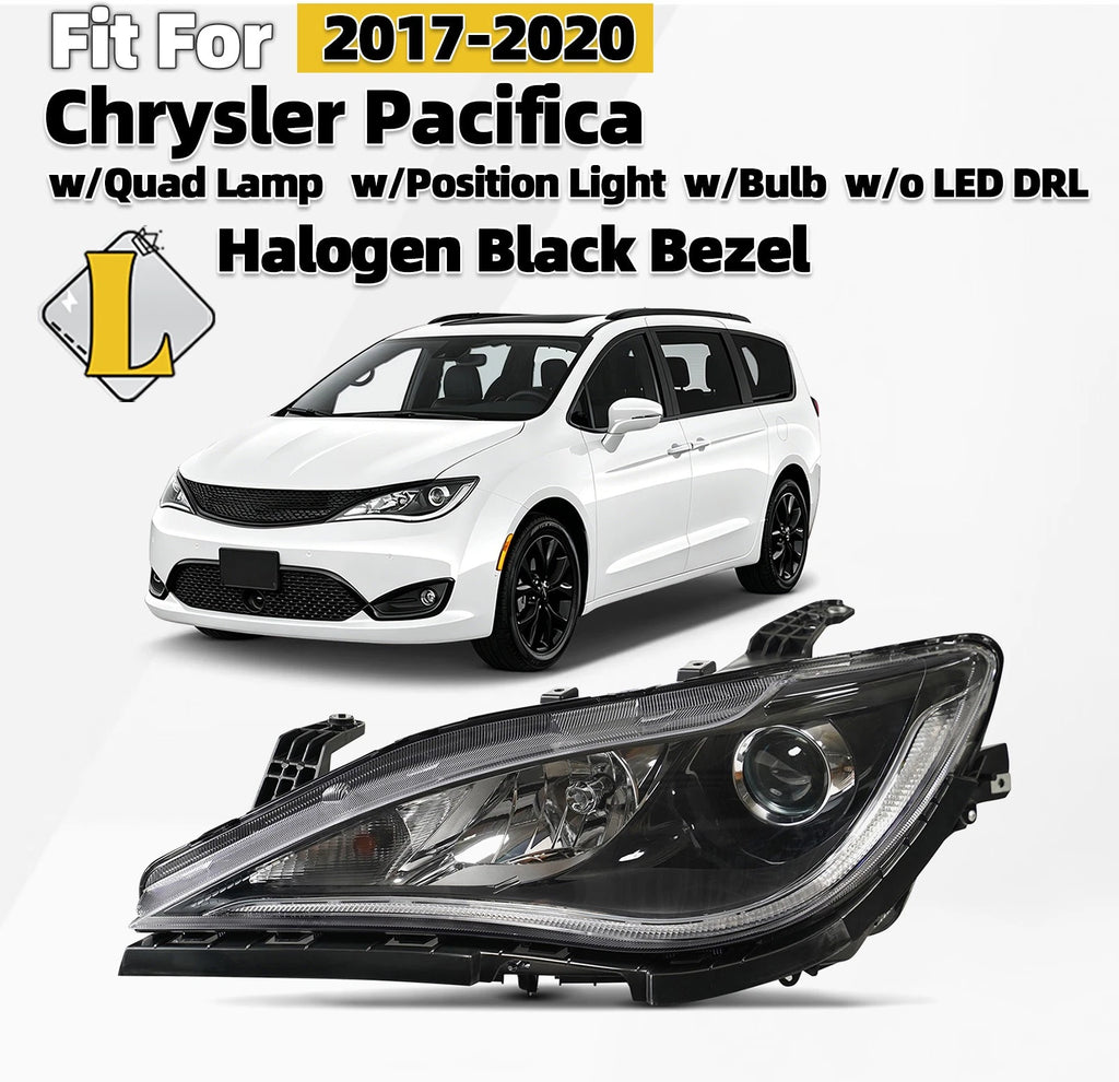 Halogen Headlight w/Position Light & Bulb Left for Chrysler Pacifica (2017–2020)