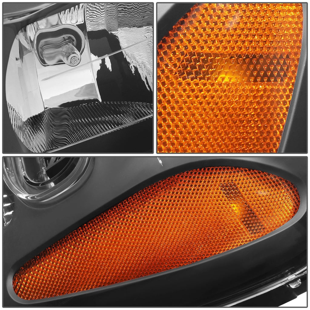 Set of 2 Black Housing Amber Corner Headlights for Chevy Trailblazer (2002–2009)