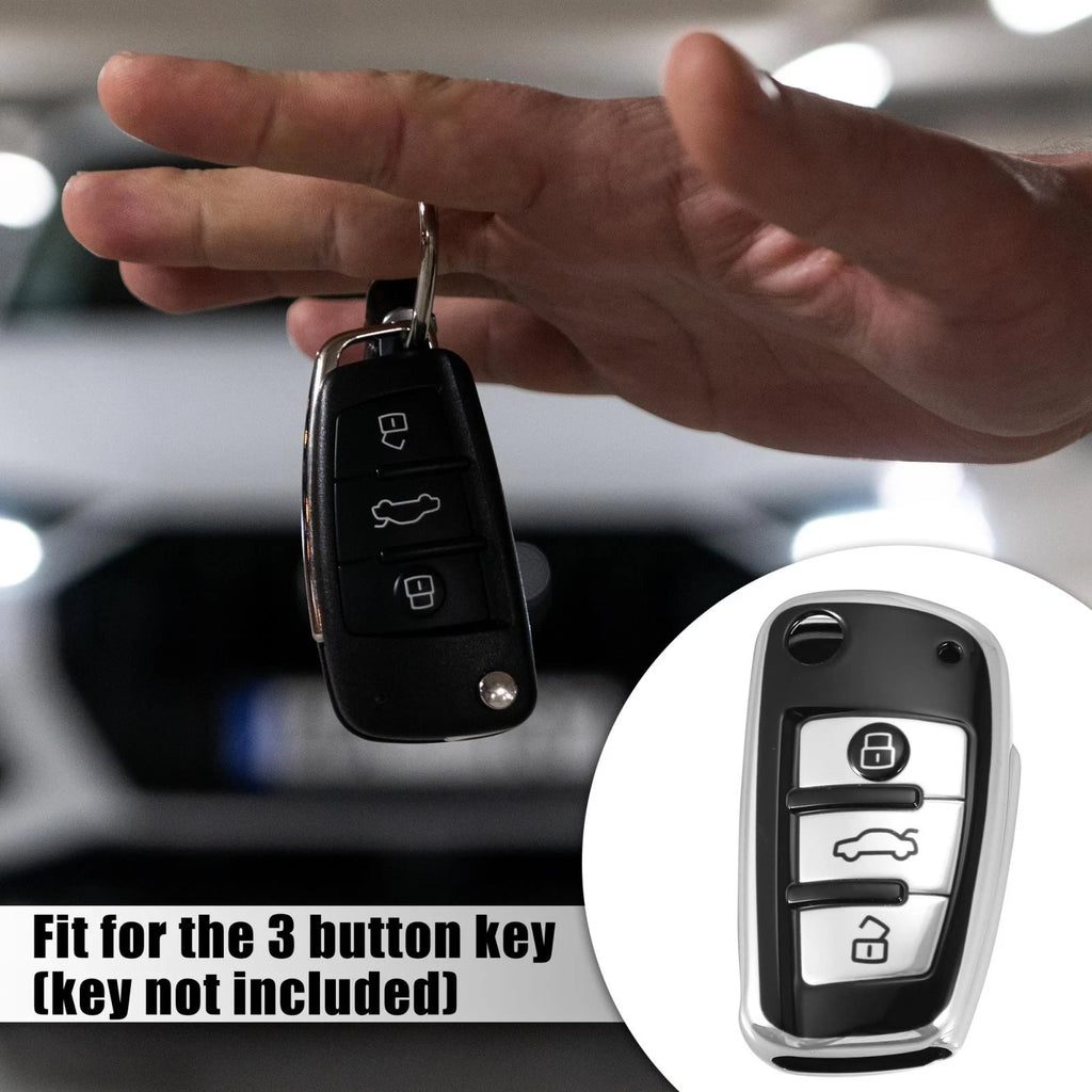 Key Fob Cover for Audi A1 A3 Q3 Q7 (745065578049) Silver Tone