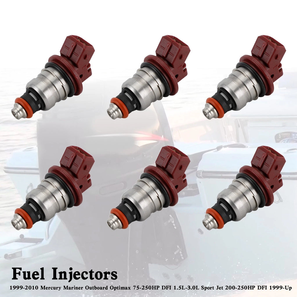 Set of 6 Fuel Injectors 37001 for Mercury Outboard Mariner (75-225)