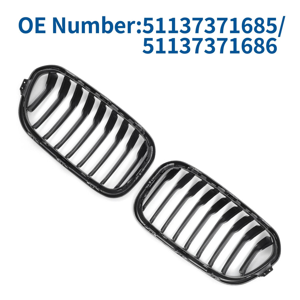 Pair Front Upper Bumper Grille for BMW 1 Series F20 (2015–2018) Matte Black