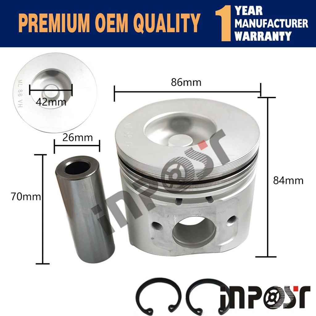 Piston Kit with Ring for Yanmar 486V (Thermo King TK486V) (Set of 4)