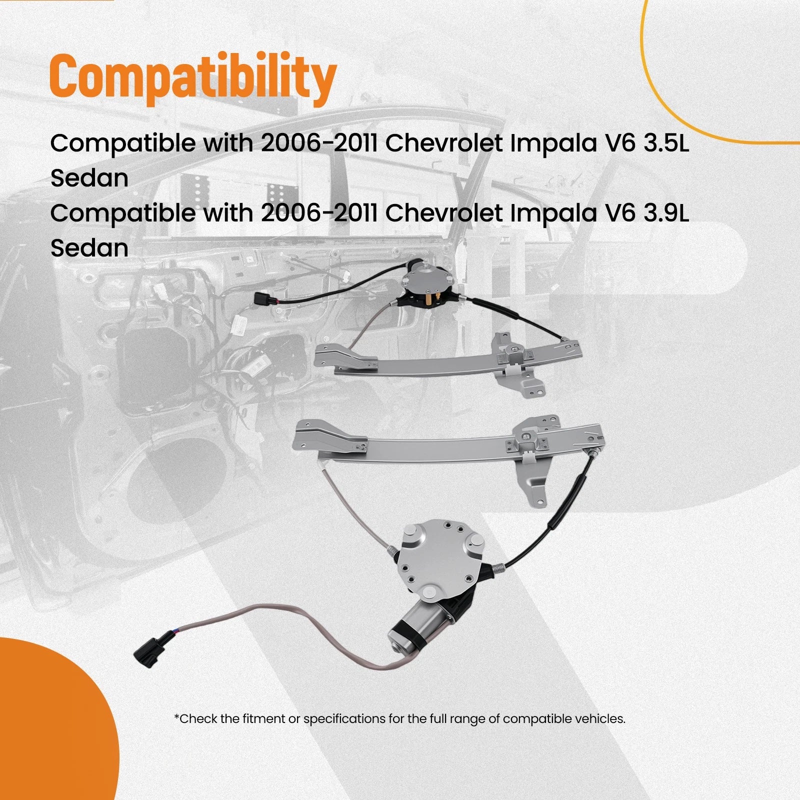 Set of 2 Rear Window Regulators for Chevrolet Impala (2006–2016)