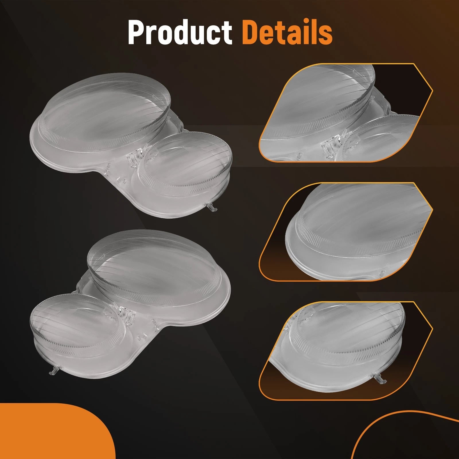 Set of 2 Headlight Lens Covers for Mercedes-Benz E320 E430 (1996)
