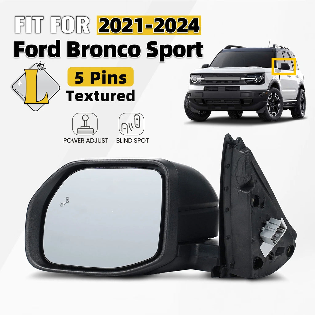 Left Side Mirror for Ford Bronco Sport (2021–2024) w/ Blind Spot, 5 Pins
