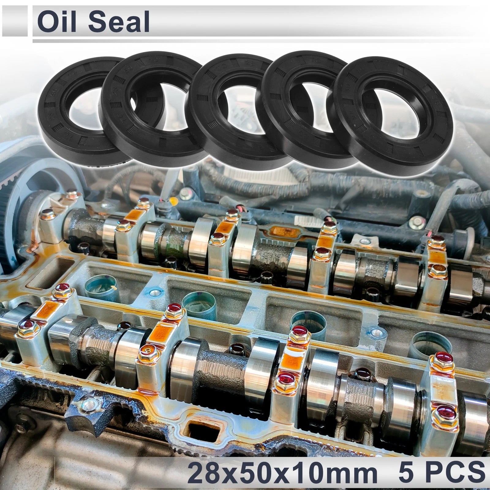 Set of 5 Oil Seal Rotary Shaft Seal TC Ring Nitrile Rubber 28x50x10mm