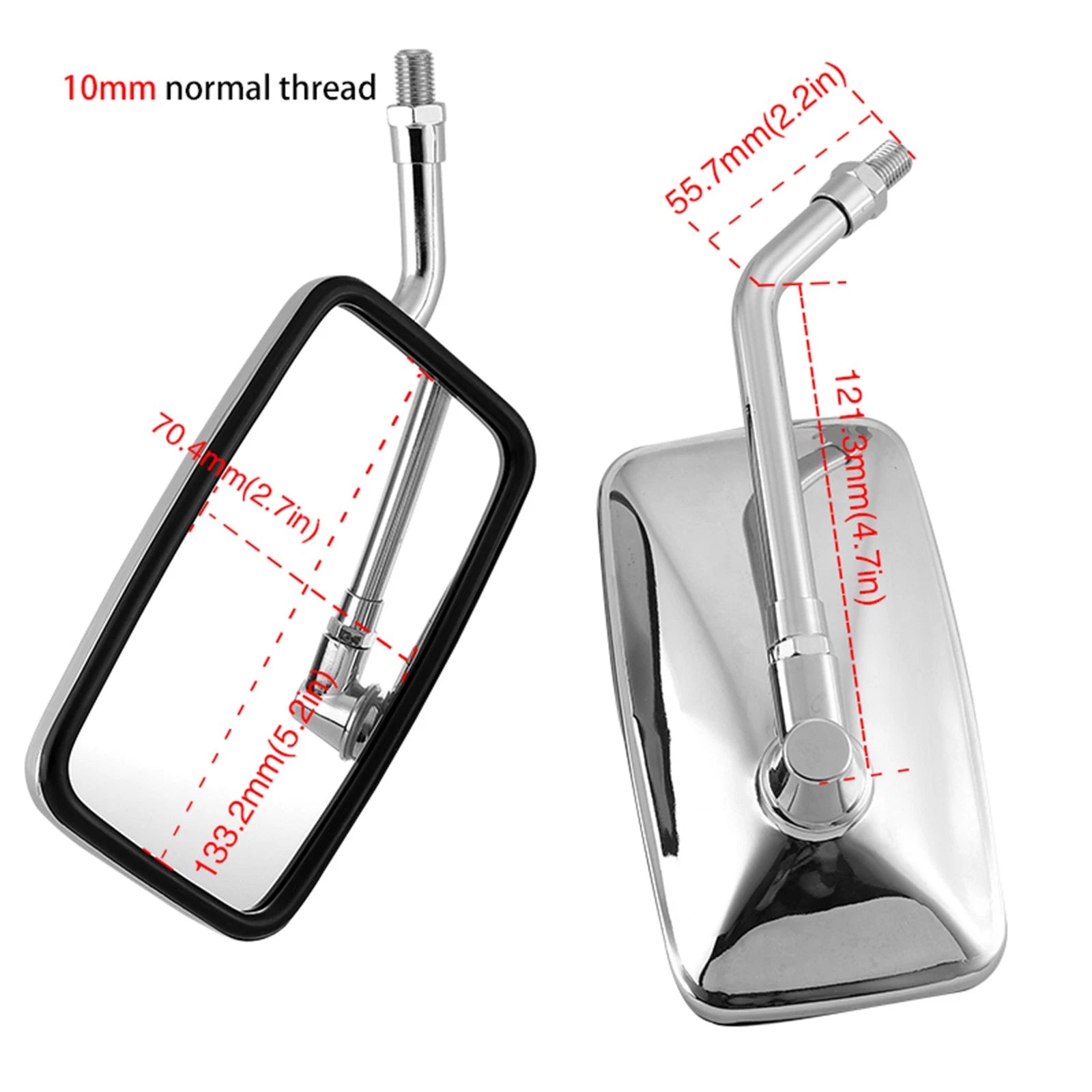 Chrome Rectangle Rearview Mirrors for Kawasaki KZ1300B, Suzuki GS GN (1979–1983)