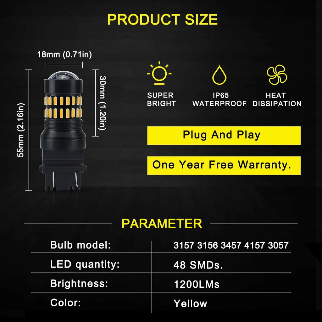 Set of 10 Amber Yellow LED Parking Turn Signal Light Bulbs for Various Models