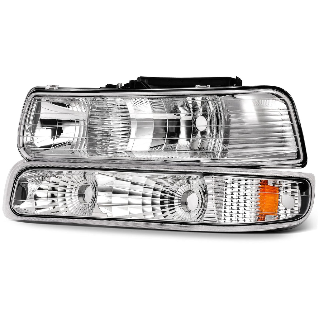 Headlight Assembly Pair for Chevy Silverado 1999-2002, Suburban, Tahoe 2000-2006